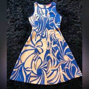 Lilly Pulitzer Cove Sleeveless Fit Flare Iris Blue White Ocean Dress. Size XS